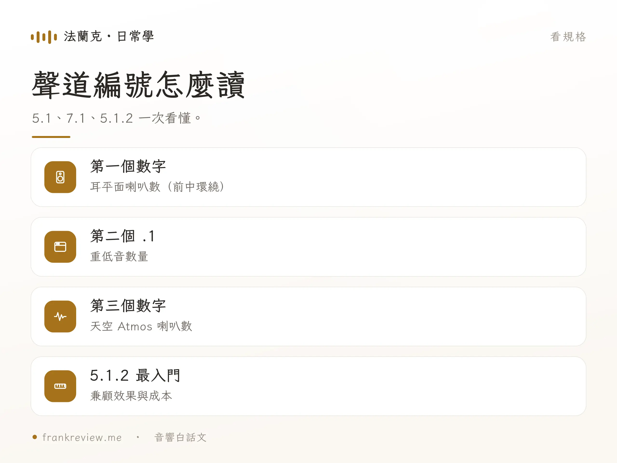 家庭劇院聲道重點對照