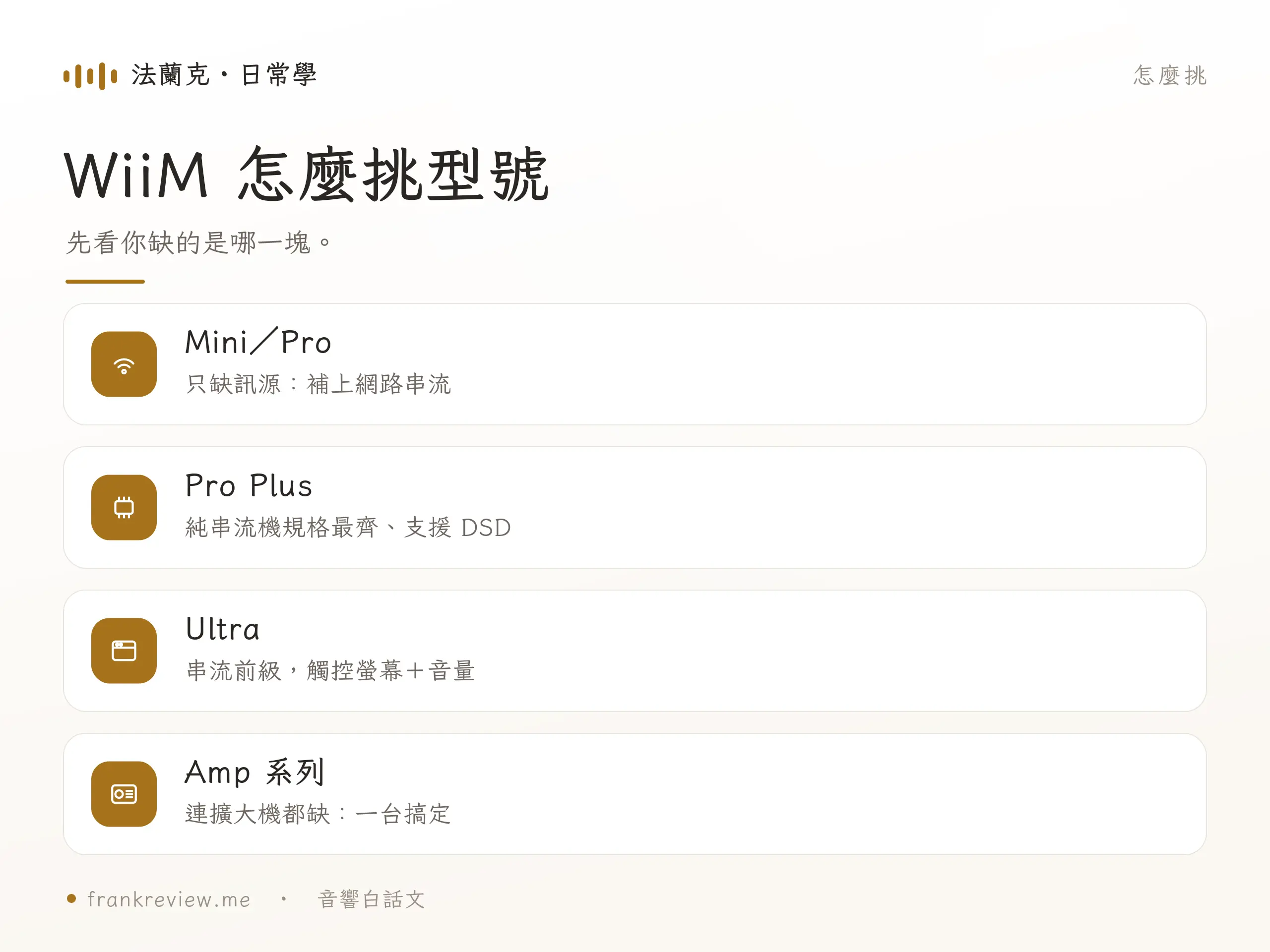 WiiM 產品線重點對照