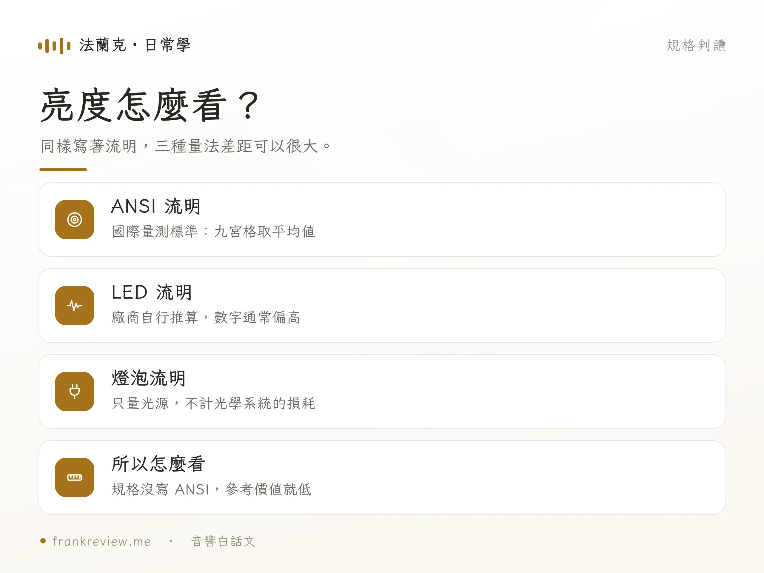 投影機亮度與 ANSI 流明判讀重點圖解