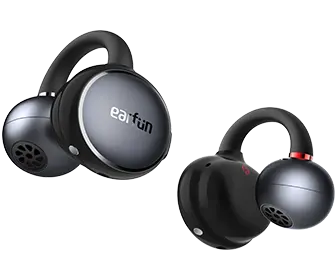 銀灰色 EarFun Clip 耳夾式開放耳機與充電盒