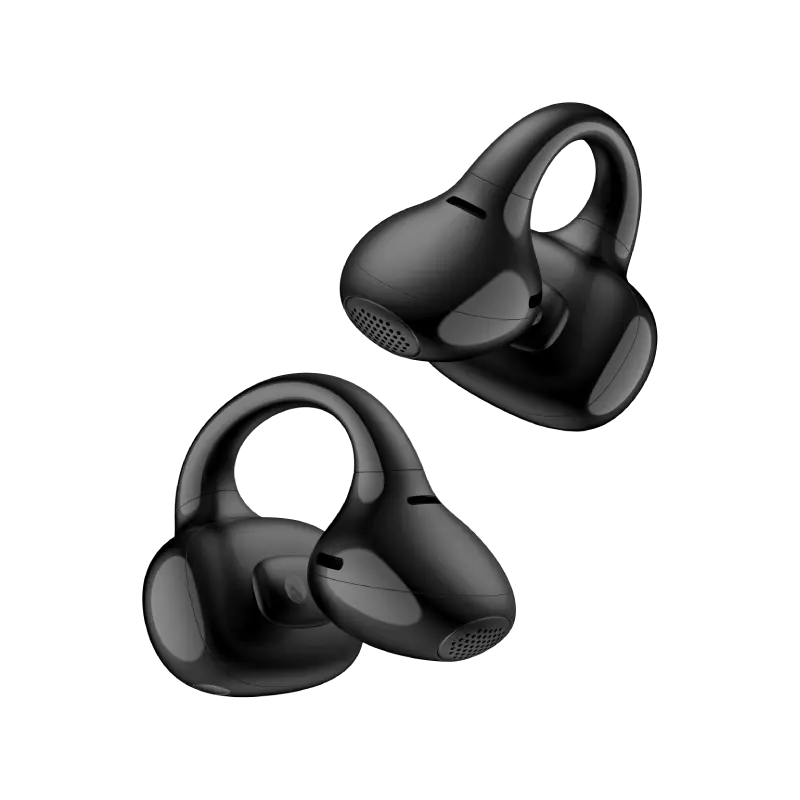 黑色 EDIFIER LolliClip 開放式耳夾耳機與充電盒