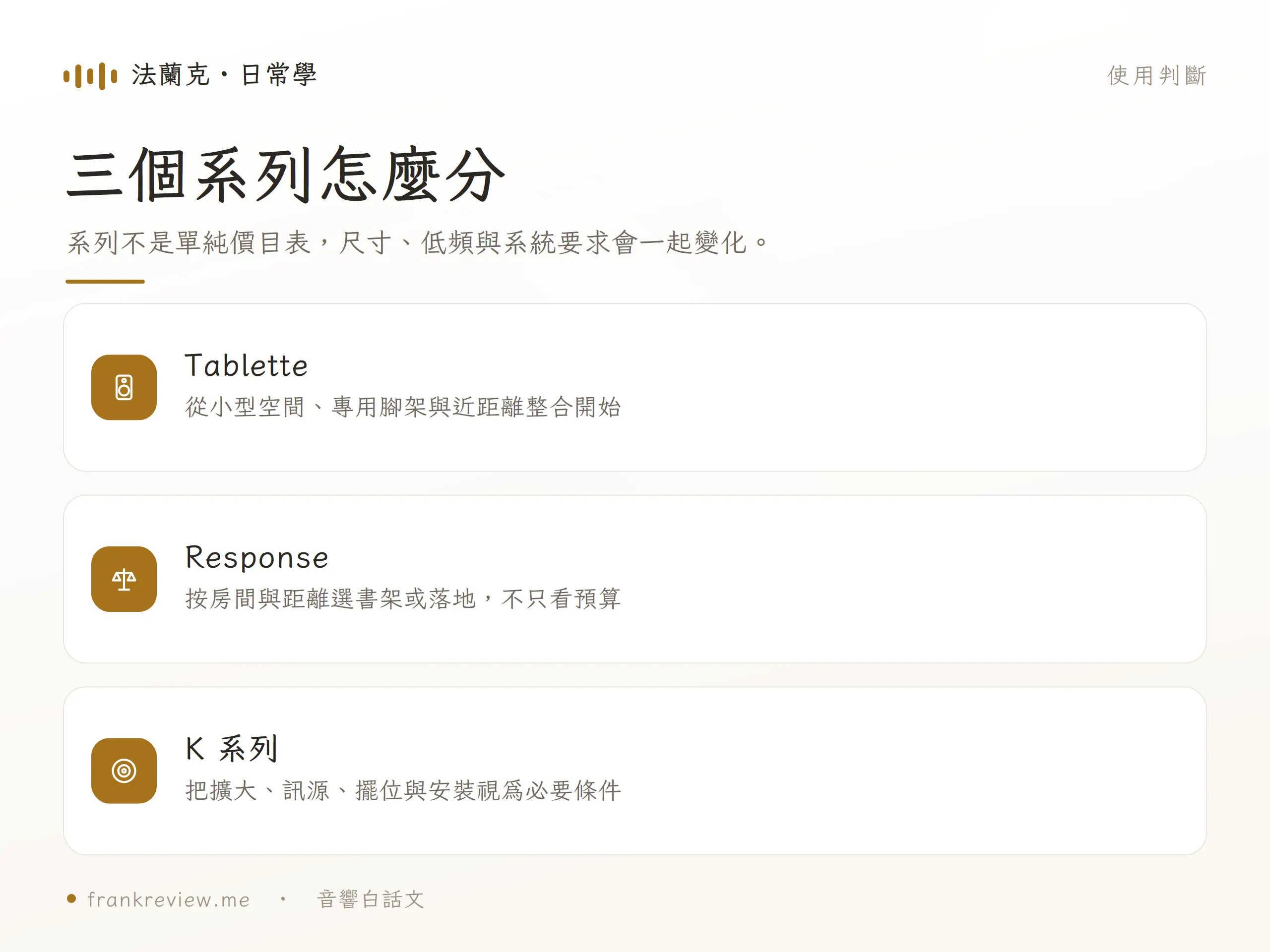 ProAc Tablette、Response 與 K 系列的定位與系統要求