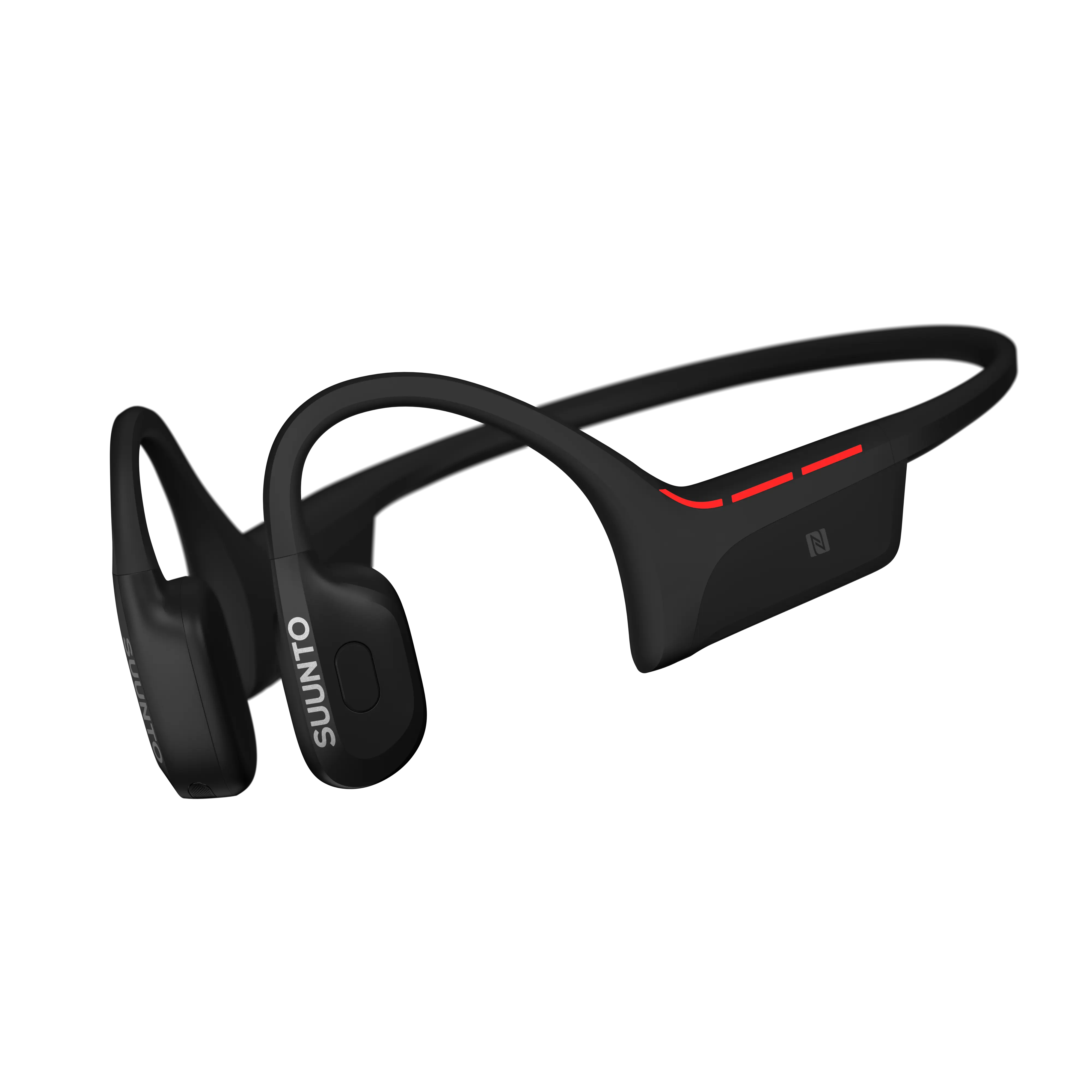 黑色 Suunto Wing 2 骨傳導耳機與充電行動電源