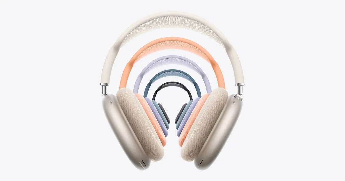 五種配色的 Apple AirPods Max USB-C 無線降噪耳罩耳機