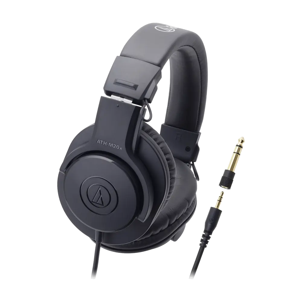黑色 Audio-Technica ATH-M20x 封閉式監聽耳罩耳機