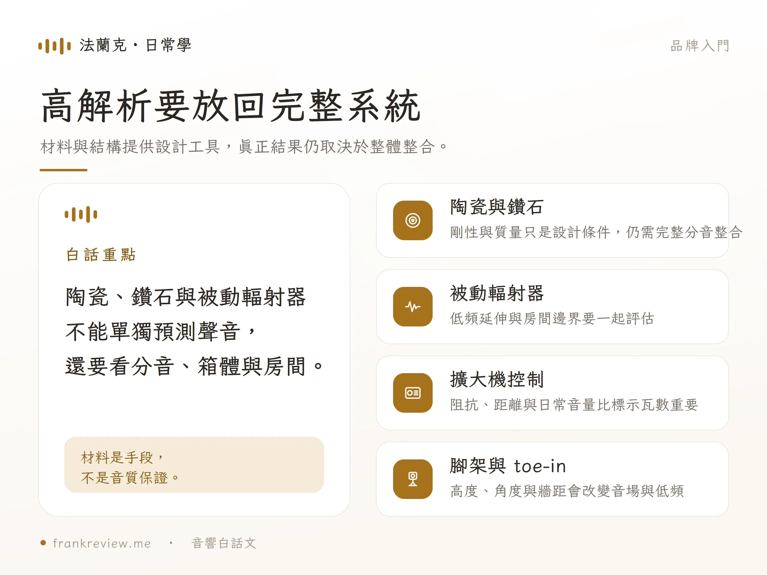 Marten 喇叭的陶瓷鑽石單體、被動輻射器、擴大控制與腳架 toe-in 概念