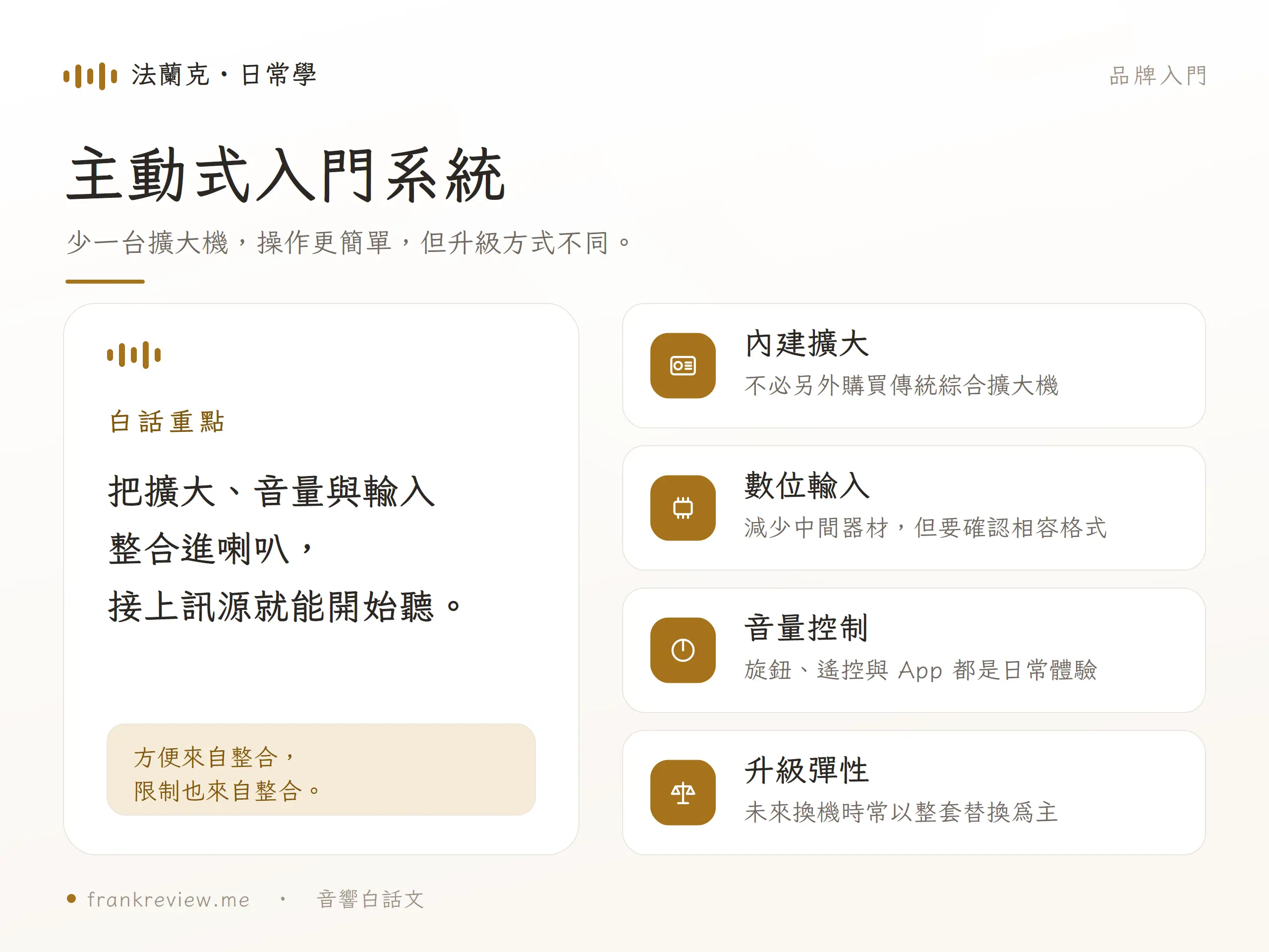 Edifier 主動式喇叭整合擴大機、數位輸入、音量控制與升級彈性
