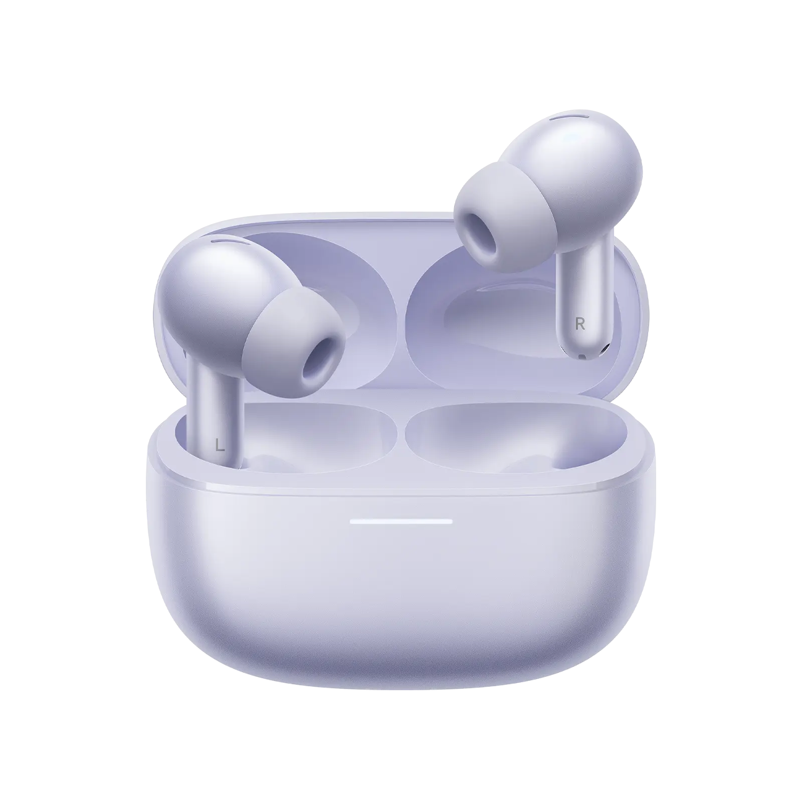 淡紫色 Redmi Buds 6 Pro 真無線降噪耳機與充電盒